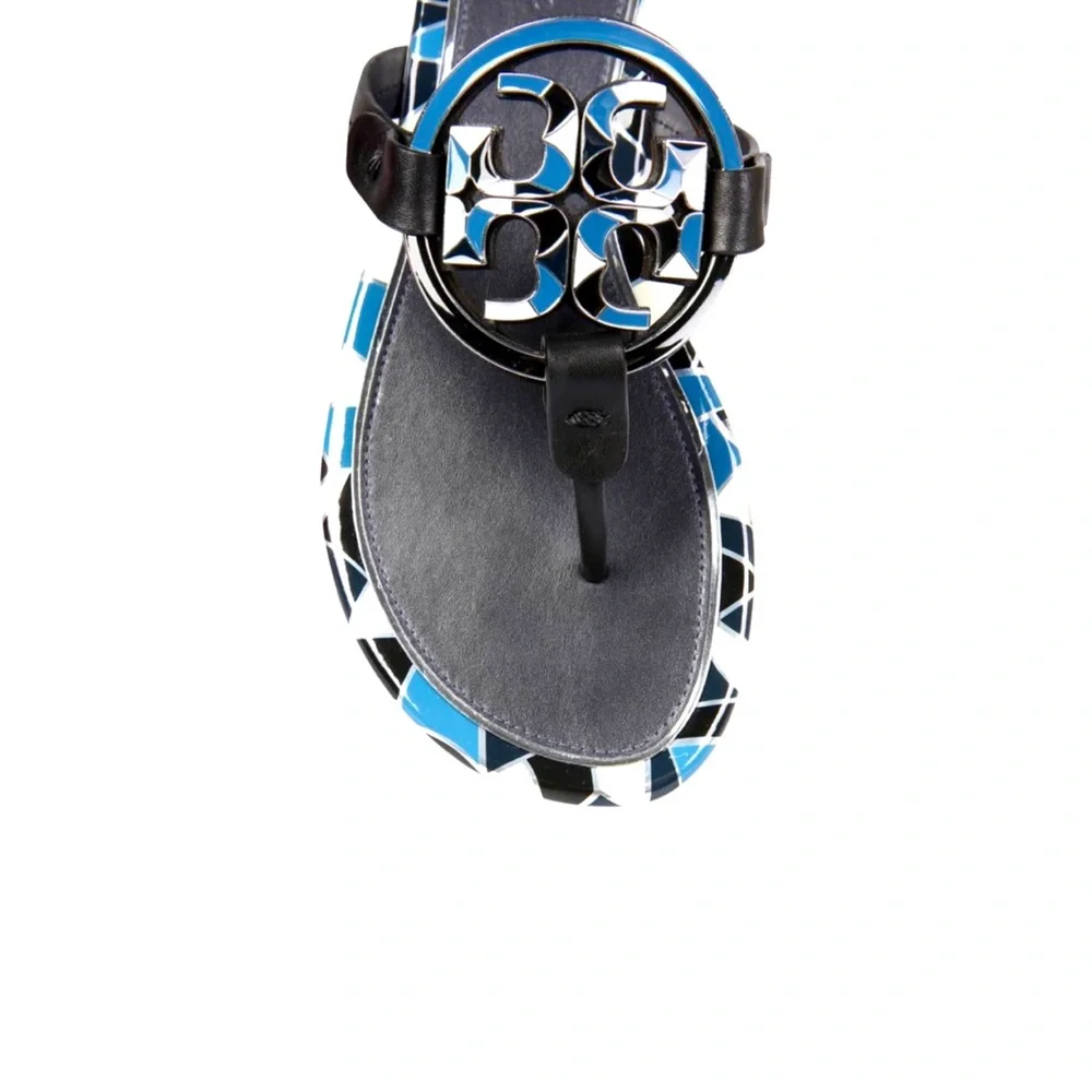 ☀️NEW☀️TORY BURCH Miller Sandals Enamel Black 8.5 - Picture 9 of 12